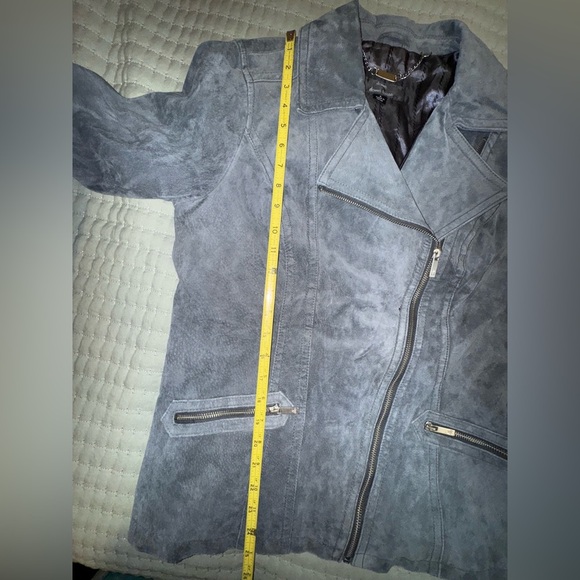 Dennis Basso Women's Gray Lined Full Zip Suede Leather Jacket Size small. VGUC - Picture 4 of 11